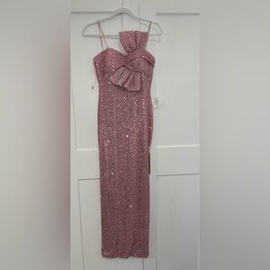 Mac Duggal Midi Pink Sequin Dress